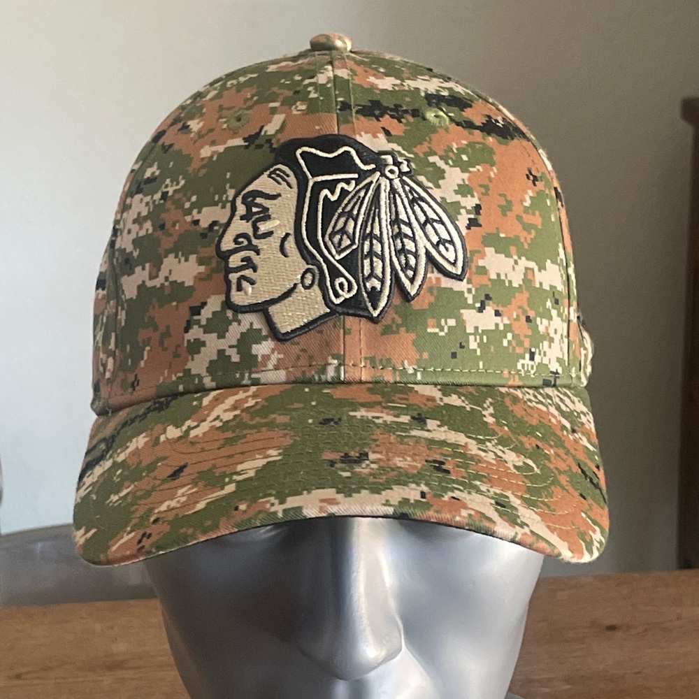 Chicago Blackhawks Fanatics Camo Baseball hat with Embroidered Logo Patch